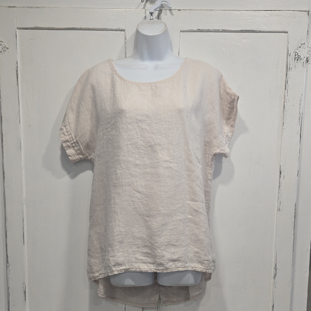 TERZO MILLENNIO 100% LINEN HI LOW TUNIC.  SIZE LARGE.   #7601 - Picture 2 of 10